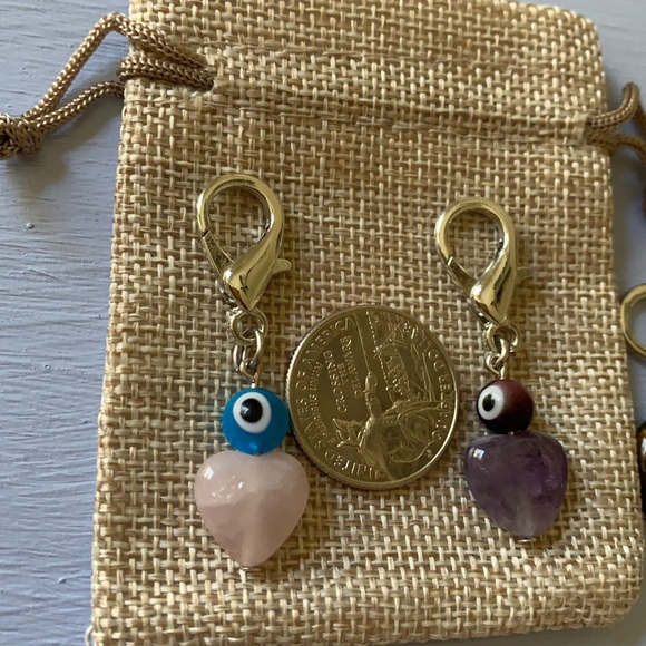 Crystal Pet Charms Amethyst Pet Charm Rose Quartz Pet Charm Evil Eye Pet Charms - Picture 2 of 2